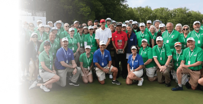 A group photo of AmFam championship volunteers