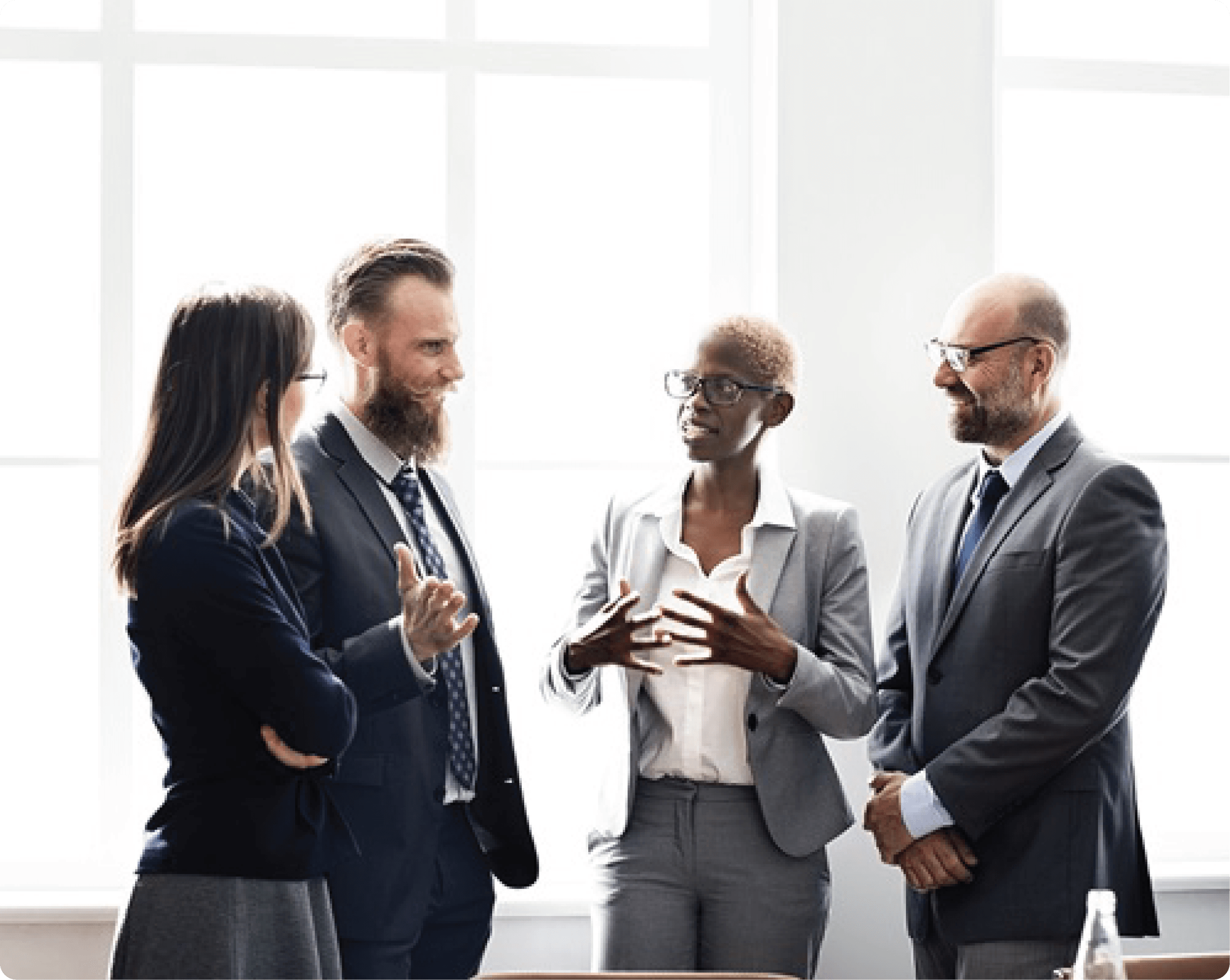 a group of people talking