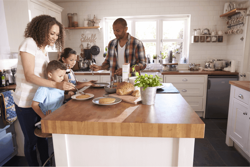 a family in the kitchen